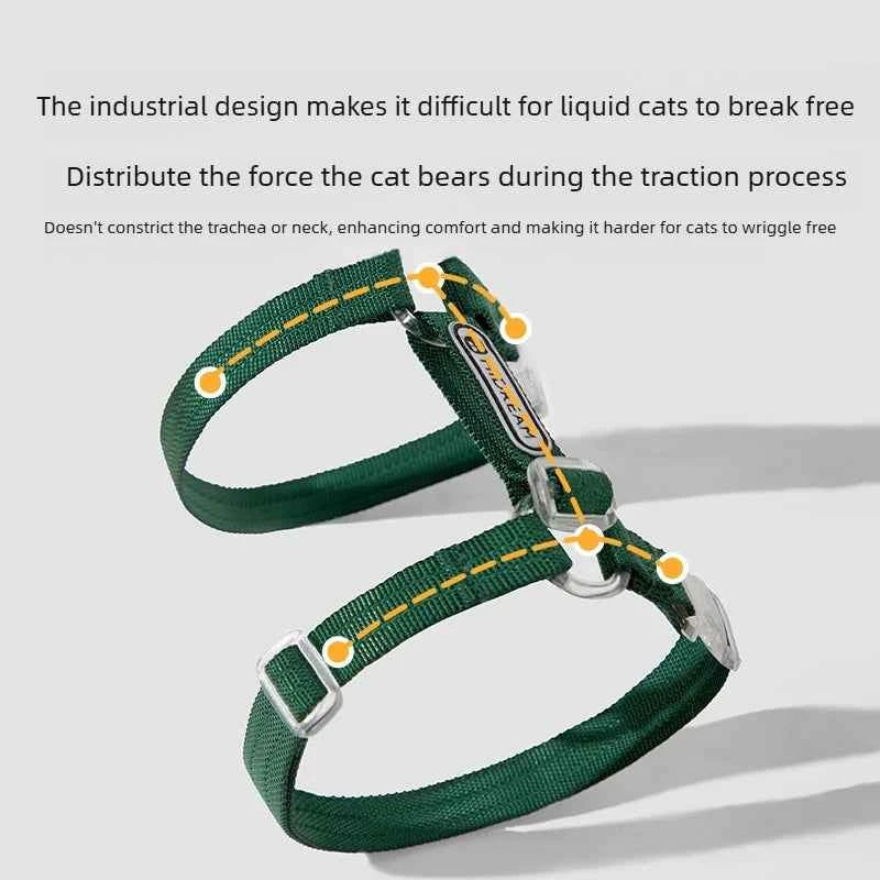 Adjustable H-Style Cat Harness Set, 38g Lightweight Escape Proof Breathable Kitten, Reflective & 120-160cm Leash