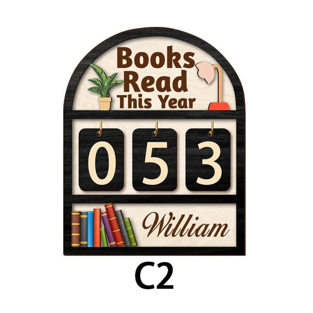 Custom Name Wooden Book Tracker – Reading Goal Counter