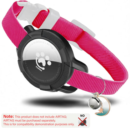 Elastic Safe AirTag Cat Collar, Anti-lost Pet Collar with Bell & GPS Tracking Holder Case for Cats Puppies（Airtag not included）