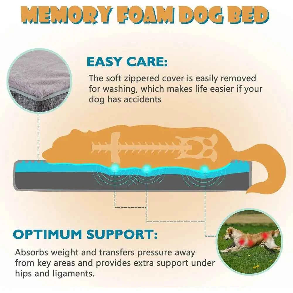 Large Orthopedic Dog Bed with Cooling Memory Foam, Washable Cover and Waterproof Liner (35x 22) pet furniture and beds dog bed