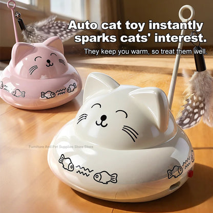 Dynamic Music Interactive Cat Toy Car, 360° Rotating Automatic Cat Toy Ball with Colorful Slow-Flash LED Lights, Pet Toy