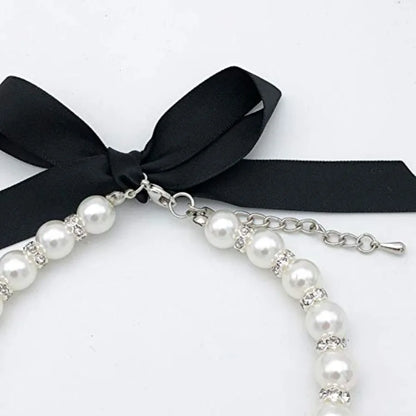 Diamond Pearl Dog Necklace – Bling Rhinestone Pet Jewelry Collar for Small Dogs & Cats