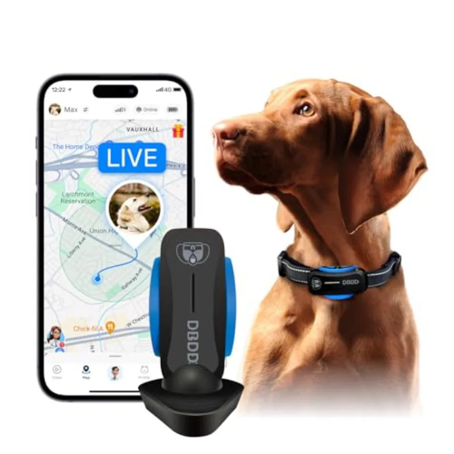 AI GPS Tracker for Dogs 30lbs+ Real Time Location and AI Health Assistant Electronic Fence Waterproof iOS and Android Universal