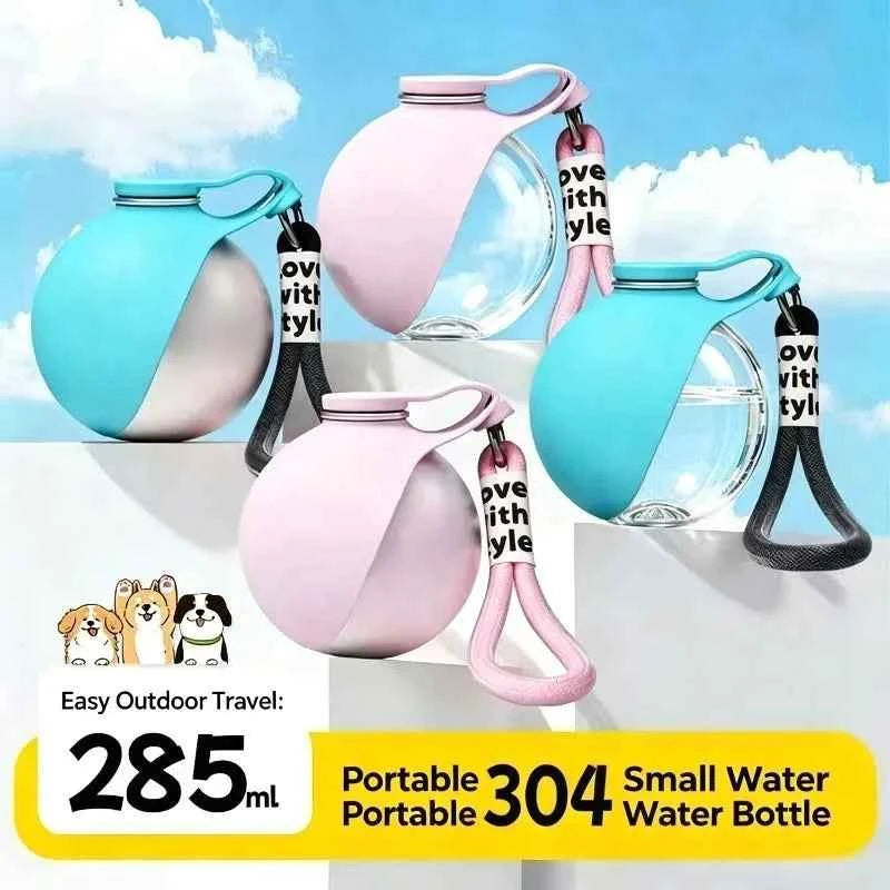 Portable Dog Water Bottle – Outdoor PETG Travel Drink Dispenser with Built‑In Bowl
