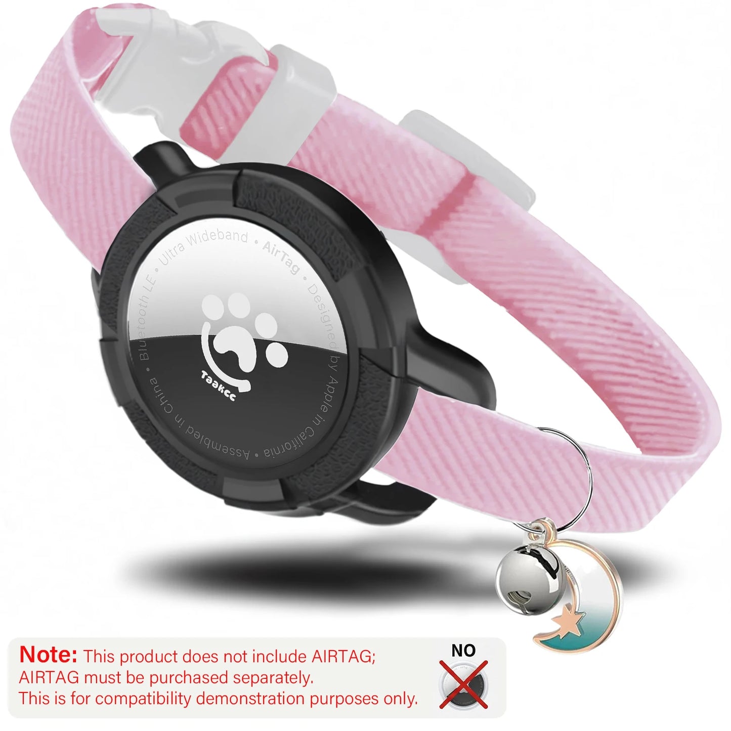 Elastic Safe AirTag Cat Collar, Anti-lost Pet Collar with Bell & GPS Tracking Holder Case for Cats Puppies（Airtag not included）