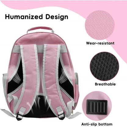 Portable Pink Pet Backpack Carrier for Cats - Comfortable and Breathable Travel Bag for Small Animals
