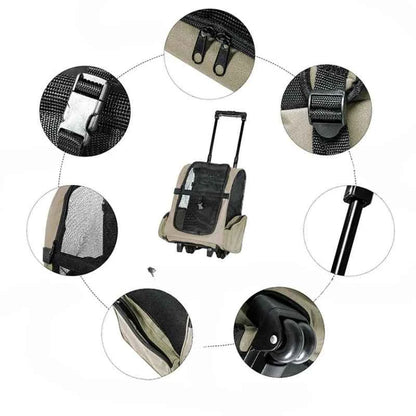 Portable Travel Pet Bag Trolley Case Double Shoulder Cat Backpack Dog Outing Rolling Luggage Dual Shoulder Travel Holder
