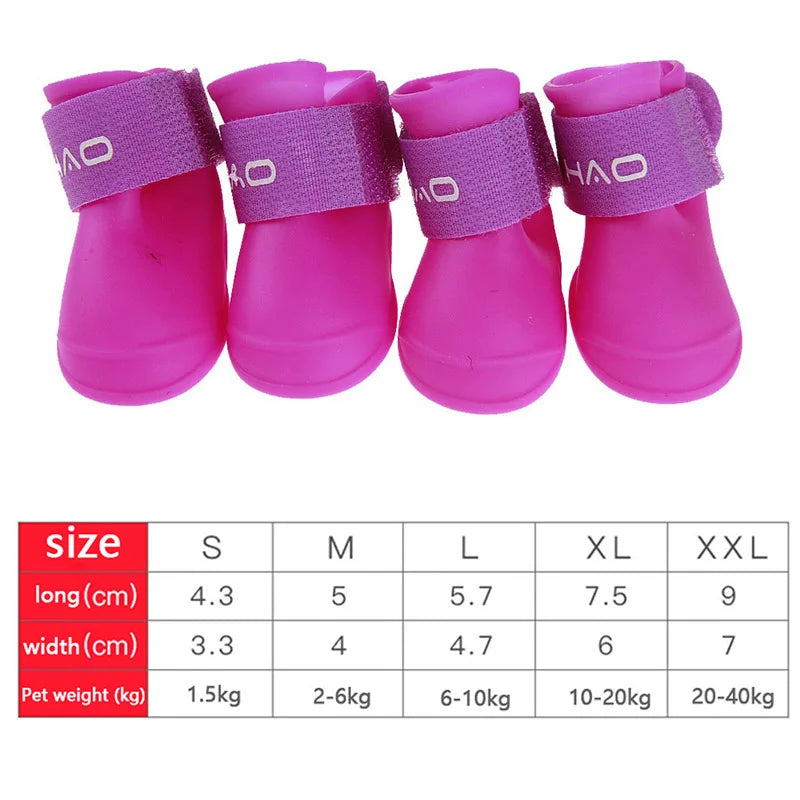 Waterproof Dog Rain Boots – 4-Pack Anti-Slip Paw Protectors for Dogs & Cats