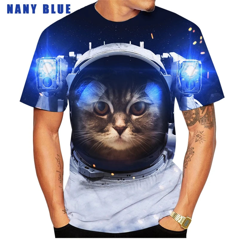 Cat 3D Printed Men's T-shirt Cute Animal Print Loose Short-sleeved Tee Tops Kids Women Fashion Simple Harajuku T Shirt Clothing