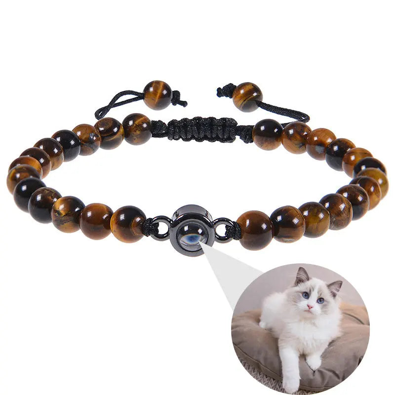 Personalized Stainless Steel Pet Photo Projection Bracelet – Custom Dog & Cat Portrait Memorial Jewelry Gift