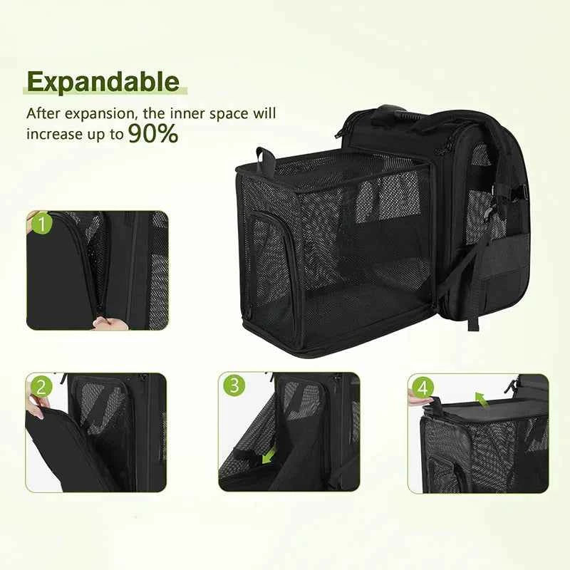 Cat Carrier Backpacks Expandable Cat Backpack with Shade Cover, Breathable Mesh Pet Carrier Backpack Bag for Travel Hiking Campi