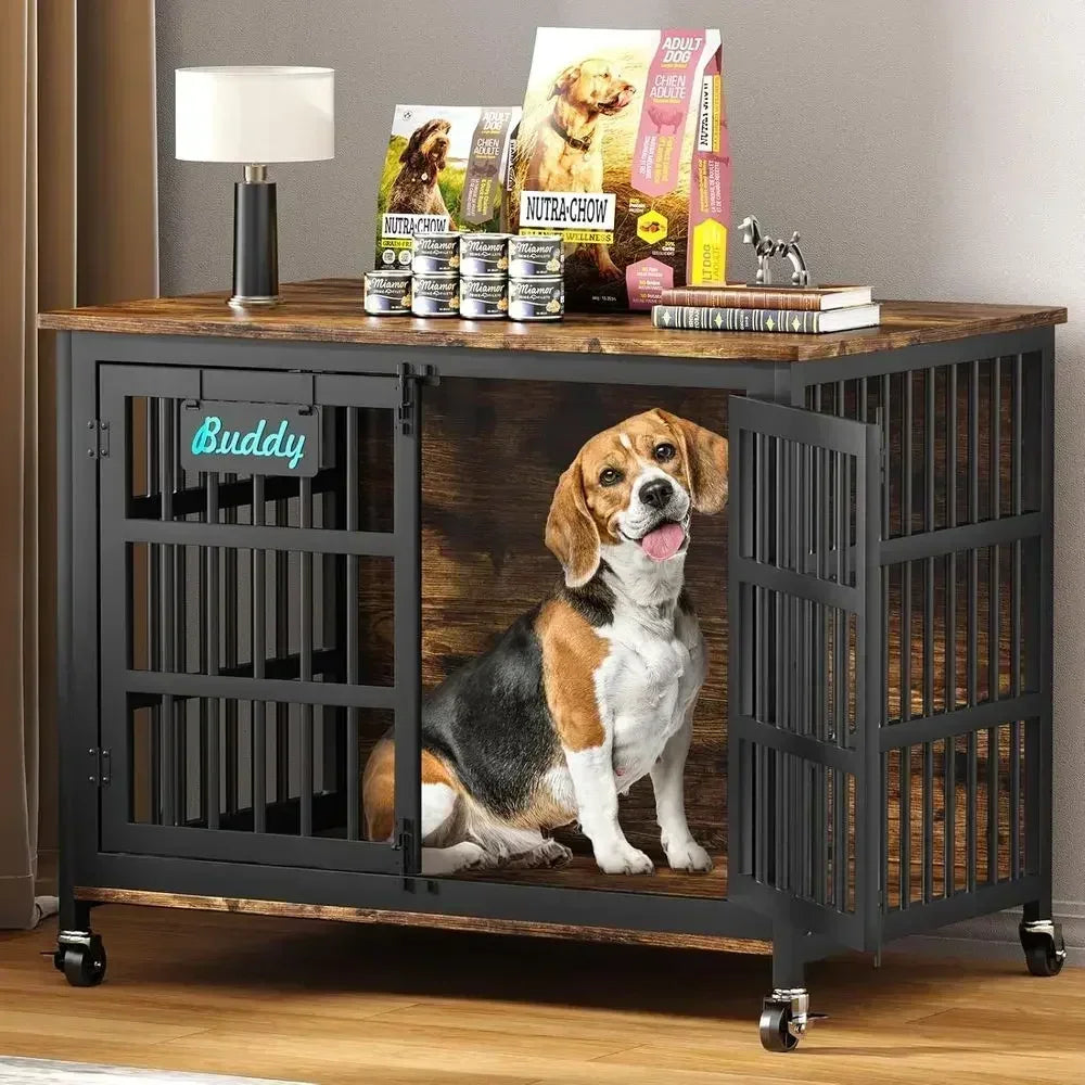 Medium Dog Crate Furniture, Heavy-Duty Indoor Kennel for 41/33/27 Dogs, Sturdy Metal Cage, Ideal for Anxiety Relief and Home Déc