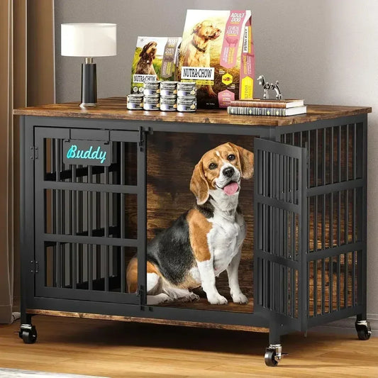Medium Dog Crate Furniture, Heavy-Duty Indoor Kennel for 41/33/27 Dogs, Sturdy Metal Cage, Ideal for Anxiety Relief and Home Déc