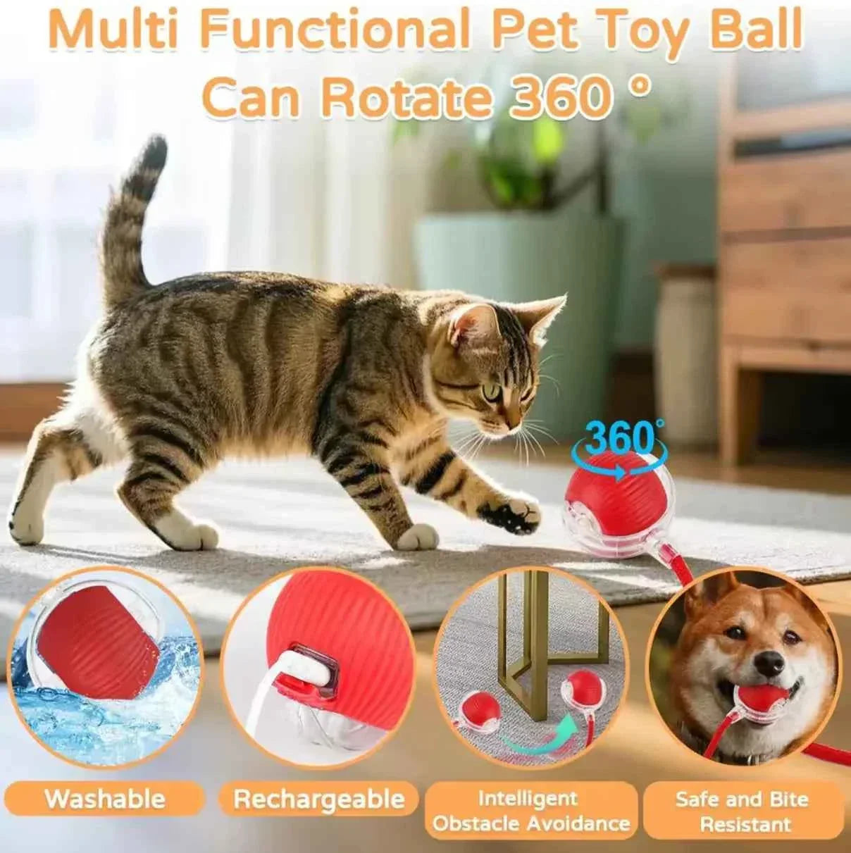 Interactive Electric Cat Toy Ball – Battery Included, Durable Plastic Play Ball