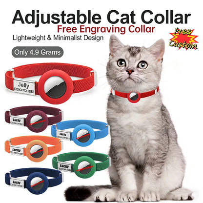 Fashion AirTag Cat Collar with Custom Name Tag & Holder
