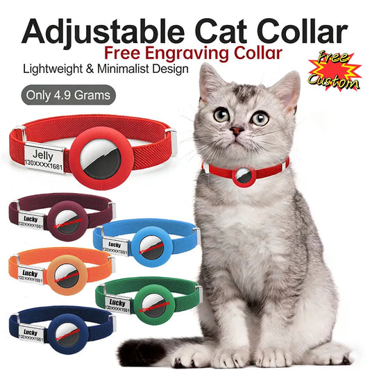 Fashion AirTag Cat Collar with Custom Name Tag & Holder