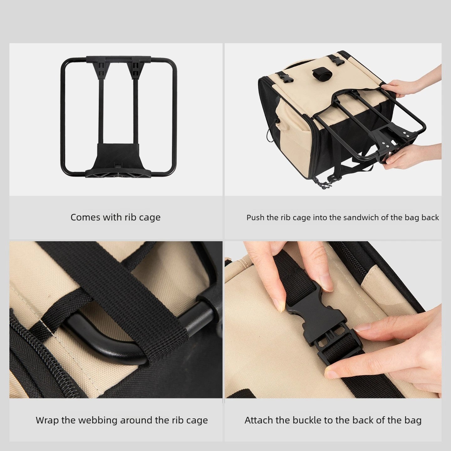 Dog Bike Basket Soft Pet Carrier 15Lbs Foldable Front-Mount Breathable Mesh 3 Openings, Strap Secure for Snap Bracket