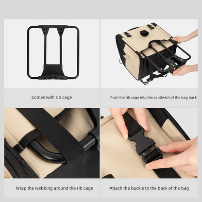 Dog Bike Basket Soft Pet Carrier 15Lbs Foldable Front-Mount Breathable Mesh 3 Openings, Strap Secure for Snap Bracket