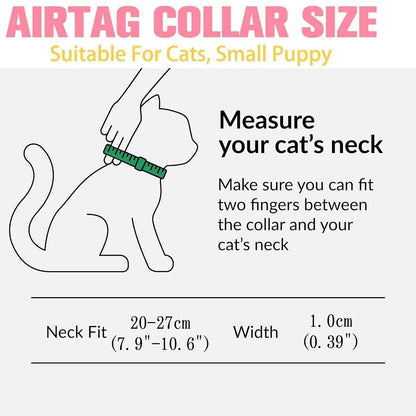 Leather AirTag Cat Collar with Bell -Elastic band Kitten Collar with Apple Air Tag Holder - Pet Collars forCats, Small Dogs