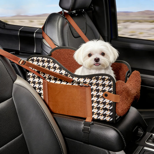 Pet Booster Seat for Car Armrest, Center Console Dog Bed, Small Dog Travel Safety Carrier