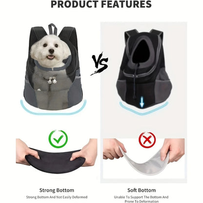 Adjustable Mesh Pet Carrier with Comfortable Shoulder Straps and Secure Zipper - Ideal for Small Dogs and Cats on Hiking Trips