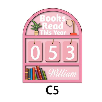 Custom Name Wooden Book Tracker – Reading Goal Counter