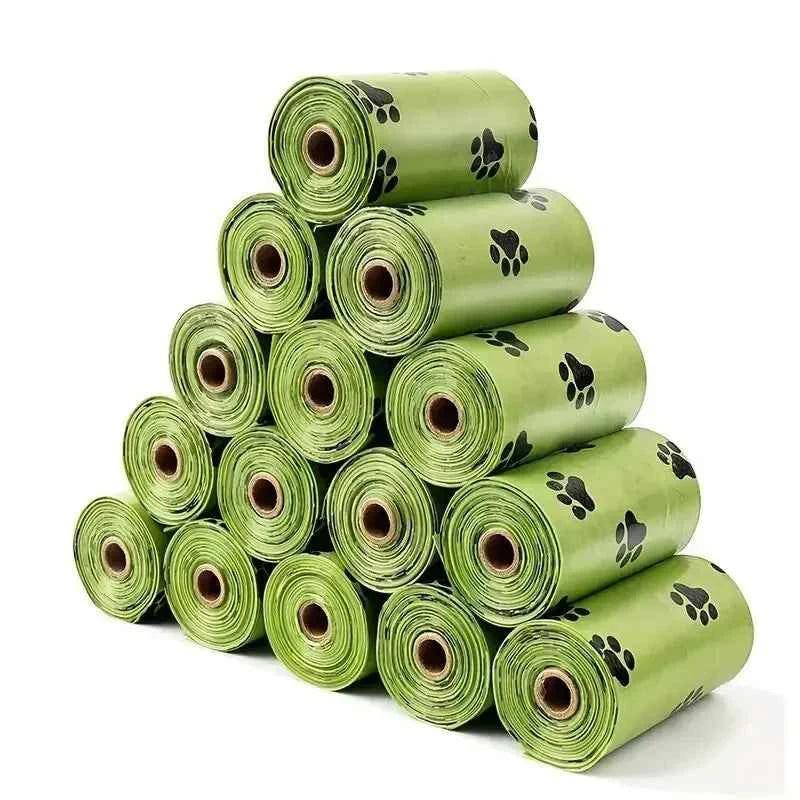 Leak‑Proof Dog Poop Bags – Thick Pet Waste Bags with Paw Print, 15 Bags per Roll
