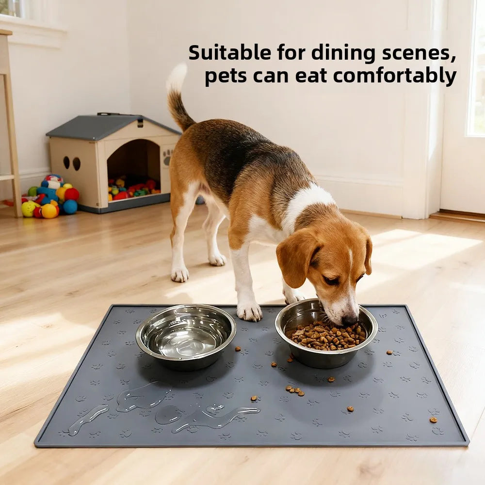 Waterproof Silicone Pet Feeding Mat – Non-Slip Food & Water Bowl Placemat for Dogs & Cats