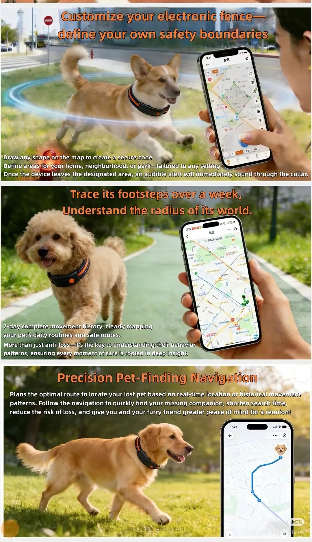 Smart GPS Pet Health Tracker Collar – GPS + BeiDou Location, Activity & Wellness Monitoring