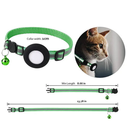 Anti-Lost Cat Collar For Airtag GPS Protective Case With Bell Reflective Cats Necklace Kitten Accesories Pet Products