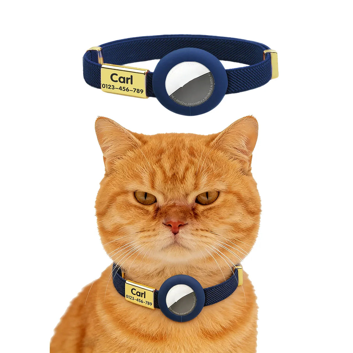 Fluorescent Green Cat Collar Customized Pet ID Puppies Necklace Elastic GPS Tracker Adjustable Kitten Collar with AirTag Holder