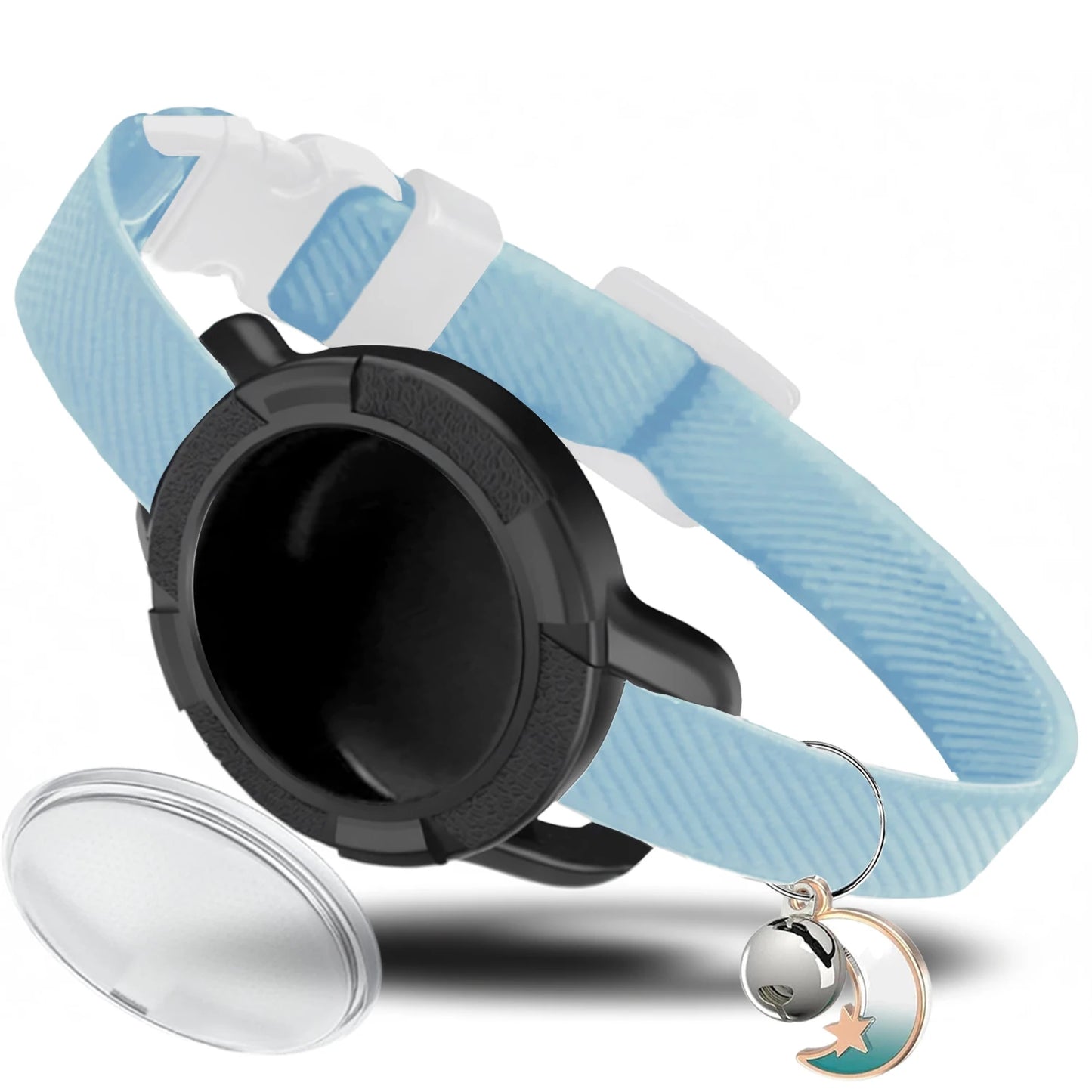 Fashion Anti-lost AirTag Cat Collar, Elastic Collar with Bell & GPS Tracking Holder Case for Cats Puppies（Tracker not included）