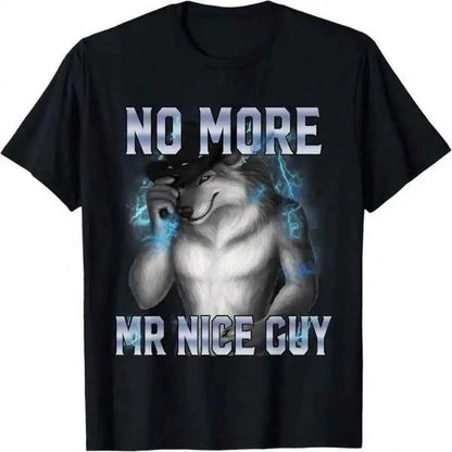 Funny Alpha Wolf Meme Unhinged Brainrot Graphic Tee, Oversized Cotton Shirt for Men, Summer Top