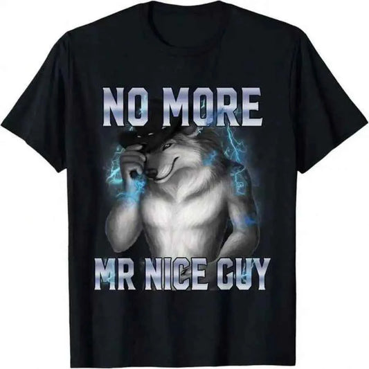 Funny Alpha Wolf Meme Unhinged Brainrot Graphic Tee, Oversized Cotton Shirt for Men, Summer Top