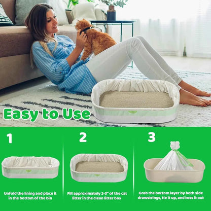 Heavy Duty Cat Litter Box Liners – Jumbo 37 x 18 Inch Drawstring Bags