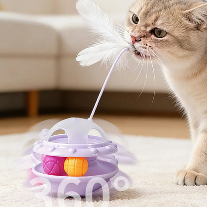 Foldable Cat Wand Food Dispenser Toy – Feather Interactive Tumbler for Self Play & Relief