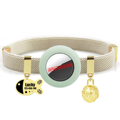 Customized AirTag Cat Collar with Bell, Name Tag & Holder