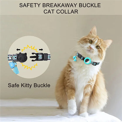 New Airtag Pet Collar Adjustable Nylon Puppy Cat Collar With Bell Anti-lost Pet Necklace With Apple Airtag Holder Pet Supplies