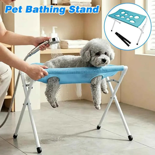 Pet Grooming Hammock with 8-Hole Design & Iron Support Frame