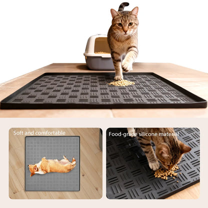 Waterproof Silicone Pet Feeding Mat – Non-Slip Dog & Cat Food Bowl Placemat | Large Easy-Clean Floor Protector