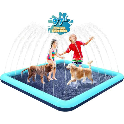 60-97'' Winter and Summer Outdoor and Indoor Dog Shower Playpool Inflatable Sprinkler Pad Pet Fountain Foldable Pad Dog Shower