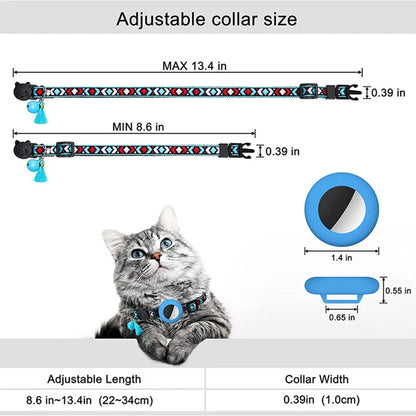 New Airtag Pet Collar Adjustable Nylon Puppy Cat Collar With Bell Anti-lost Pet Necklace With Apple Airtag Holder Pet Supplies