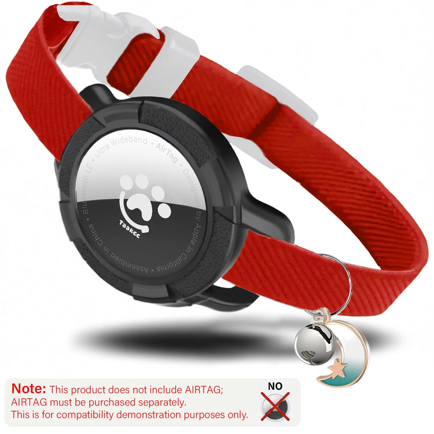 Elastic Safe AirTag Cat Collar, Anti-lost Pet Collar with Bell & GPS Tracking Holder Case for Cats Puppies（Airtag not included）
