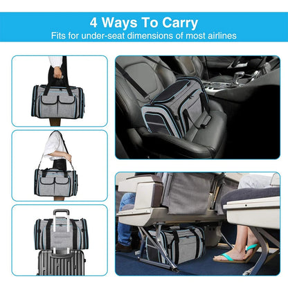 Airline-Approved Expandable Pet Carrier for Small Dogs & Cats – Soft-Sided Collapsible Travel Bag with 4-Way Access