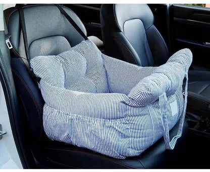 Dog Car Seat with Safety Belt - Non-Slip Pet Car Bed for Small Dogs, Washable Travel Carrier with Secure Straps for Safe Car
