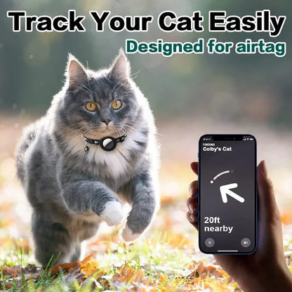 Cat Airtag Holder Collar Breakaway Reflective Strips Adjustable Kitten Collar Waterproof Cat Bell Collar Pet Air Tag Case