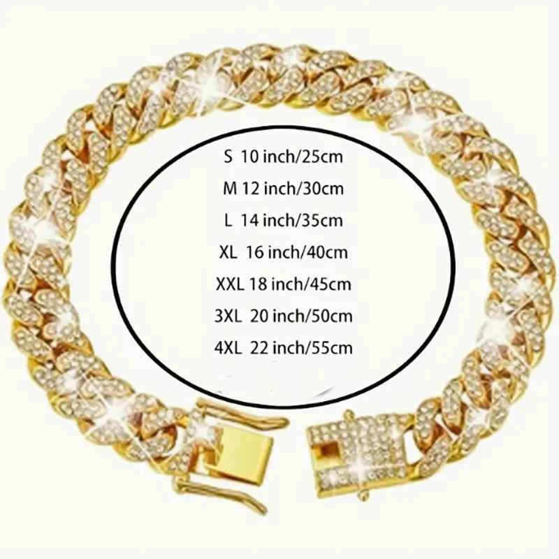 Bling Rhinestone Dog Necklace – Crystal Pet Collar with Secure Double Lock for Dogs & Cats