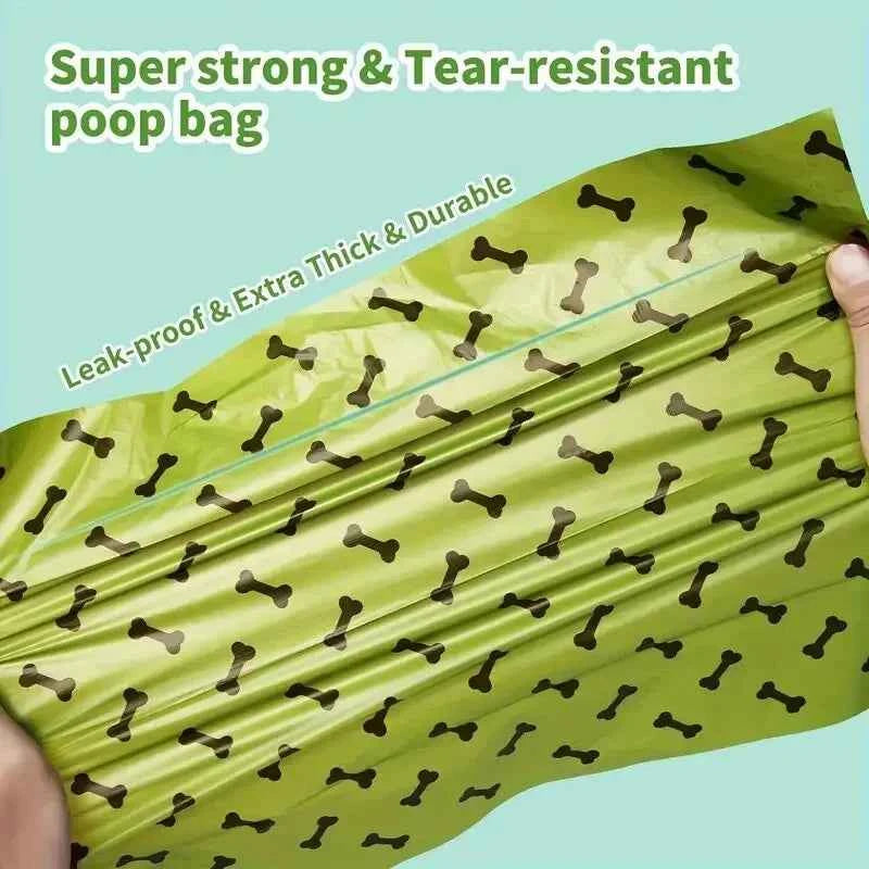 Leak‑Proof Dog Poop Bags – Thick Pet Waste Bags with Paw Print, 15 Bags per Roll