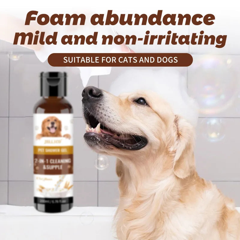 Pet Shower Gel 200ml Oatmeal Scent Cat Dog Bathing Deodorizing Shampoo Bath Soap Odor Release Fragrance Soften Coat Pet Products
