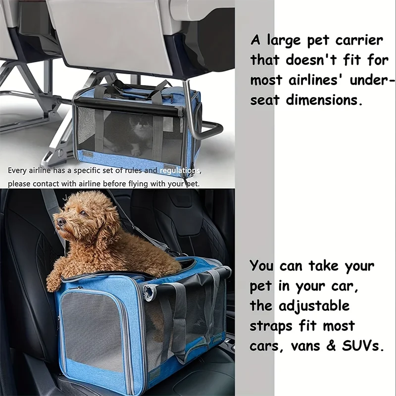 1pc Large Cat Bags Portable Dog Carrier Bag Mesh Breathable Folding Handbag Airline Approved Travel Pet Bag Kitten Transport Bag